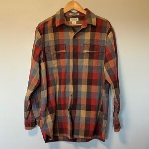L.L. Bean Multicolor Chamois Cloth Plaid Flannel Shirt